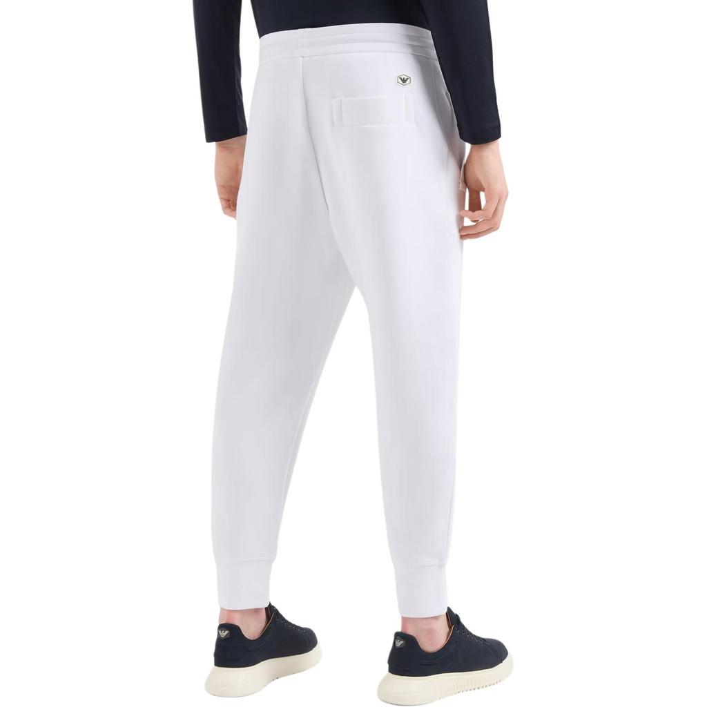 Emporio Armani Solid Color Tapered Cuff Knit Joggers Men Bottoms White 8N1P92-1JHSZ-0100