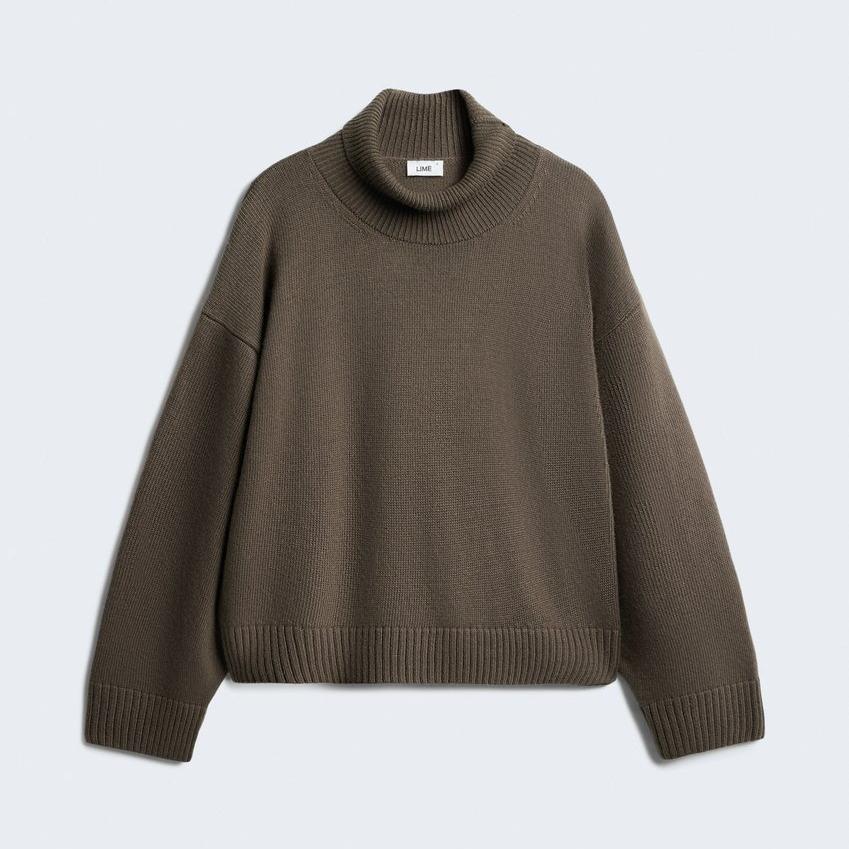 

Весна Осень Женский Вязаный Свитер с Воротником Гольф, Длинный Рукав, Короткий Пуловер, Эластичный Вязаный Топ L темно-коричневого