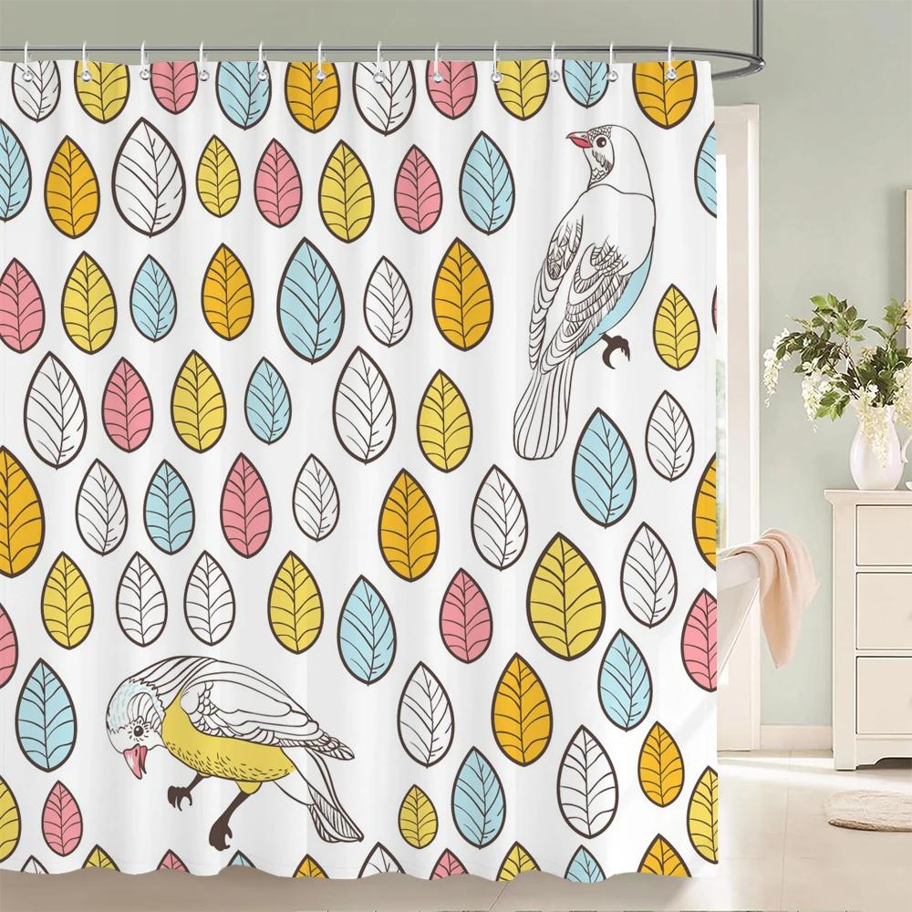 Flower leaf Printing Shower Curtain Waterproof 3D Fabric Floral Plant leaves Bathroom Curtain with 12 Hooks Home Decoration