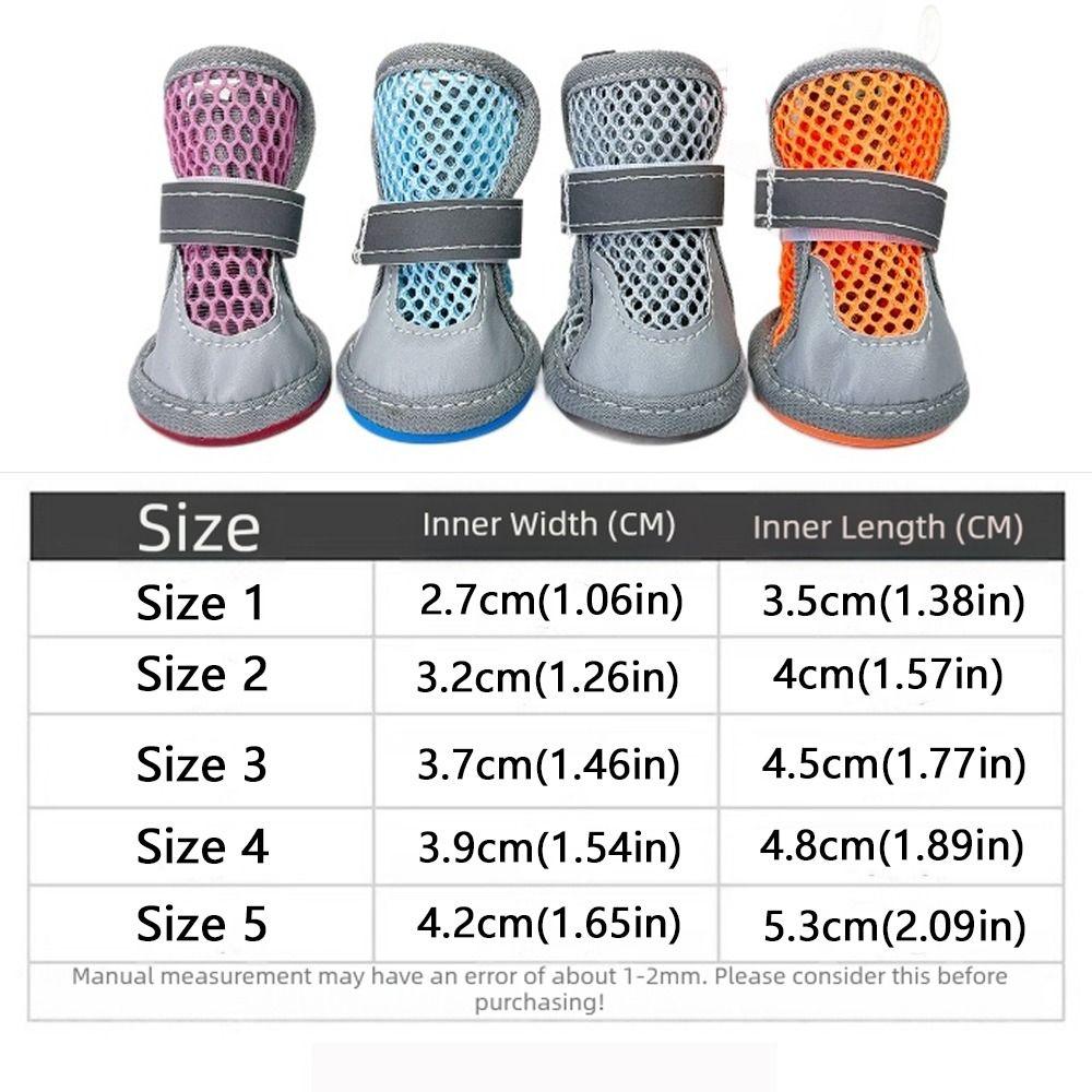 4Pcs Non-Slip Pet Net Boots Breathable Dog Paw Protectors Fashion Puppy Foot Covers All-season Use