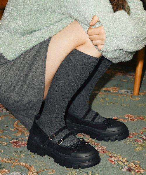 [MAC MOC] Lilian 2-Color Ribbon Mary Jane Sneakers 3.5cm Lilian Black-225