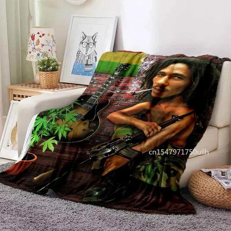 Bob Marley Album Blanket Reggae Music Jamaican Style Soft Flannel Blanket Portable Home Travel Sofa Blanket