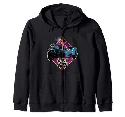 Rock and Roll Pinup Girl Dreirad Old School Fahrradfahrer Zip-Hoodie