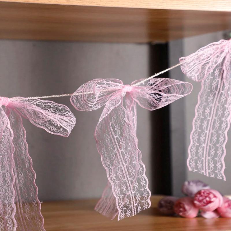 Bowknot Banner Hanging Pendant Garlands For Girls Princess Birthday Party Decor Baby Shower Wedding Party Po Background Decor