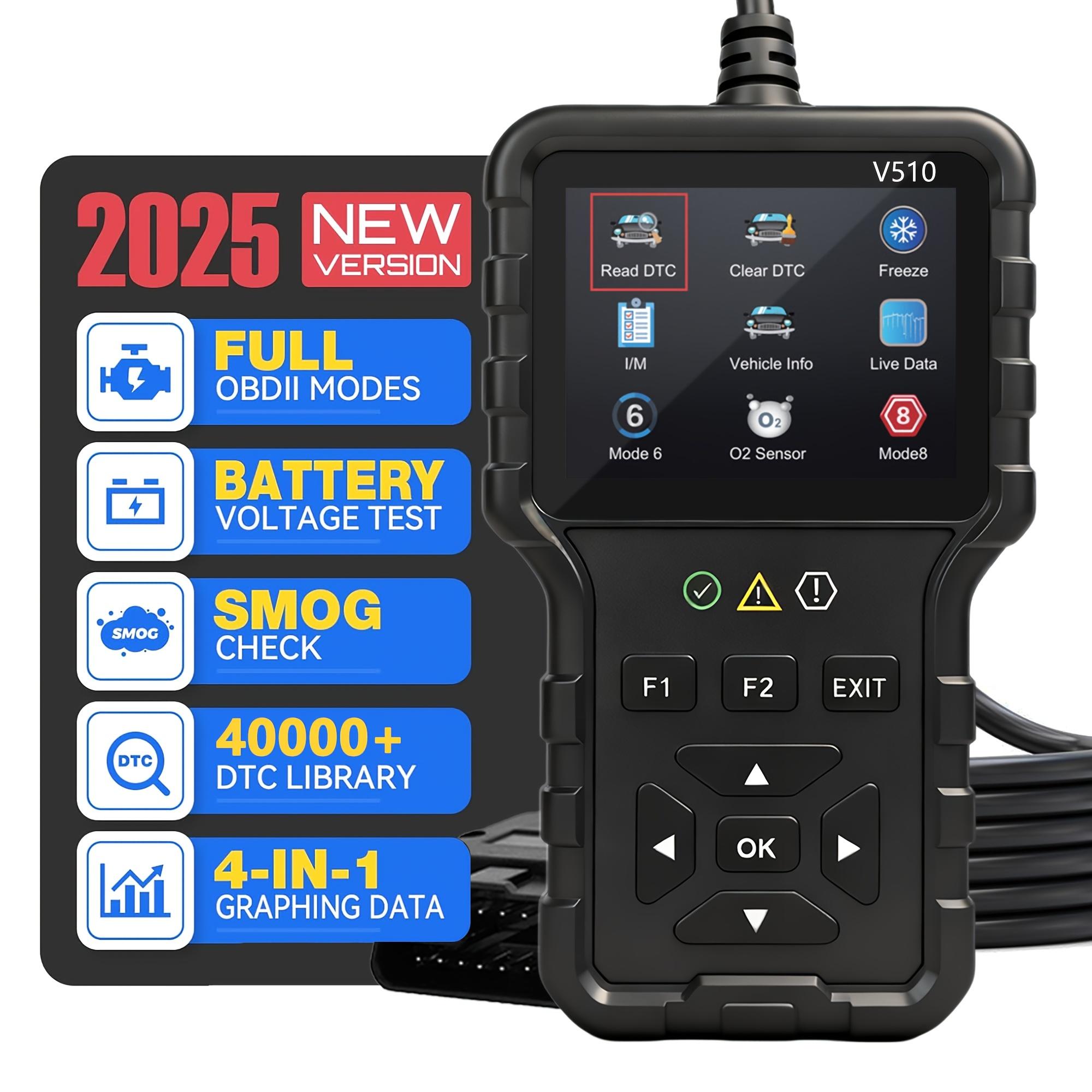 

V510 Obd2 Scanner Diagnostic Tool | Battery Tester, Engine Fault Code Reader, Real-Time Data, Dtc Search, Frozen Frame, Scan Tool for All Obdii чёрный
