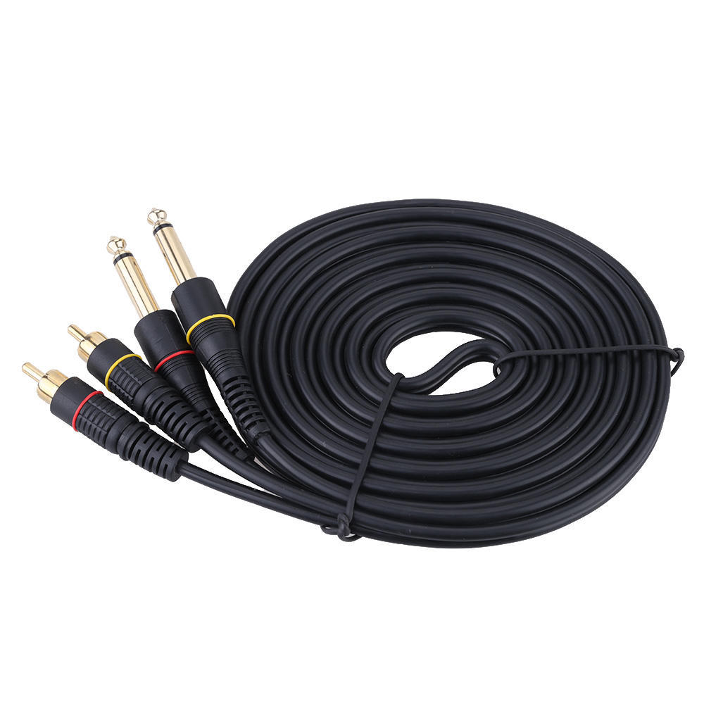 10ft Dual   Male   to Dual 6.35mm 1Celsius4  TS Male Plug Stereo   Cable Cord Wire for Mixer AV Amplifier
