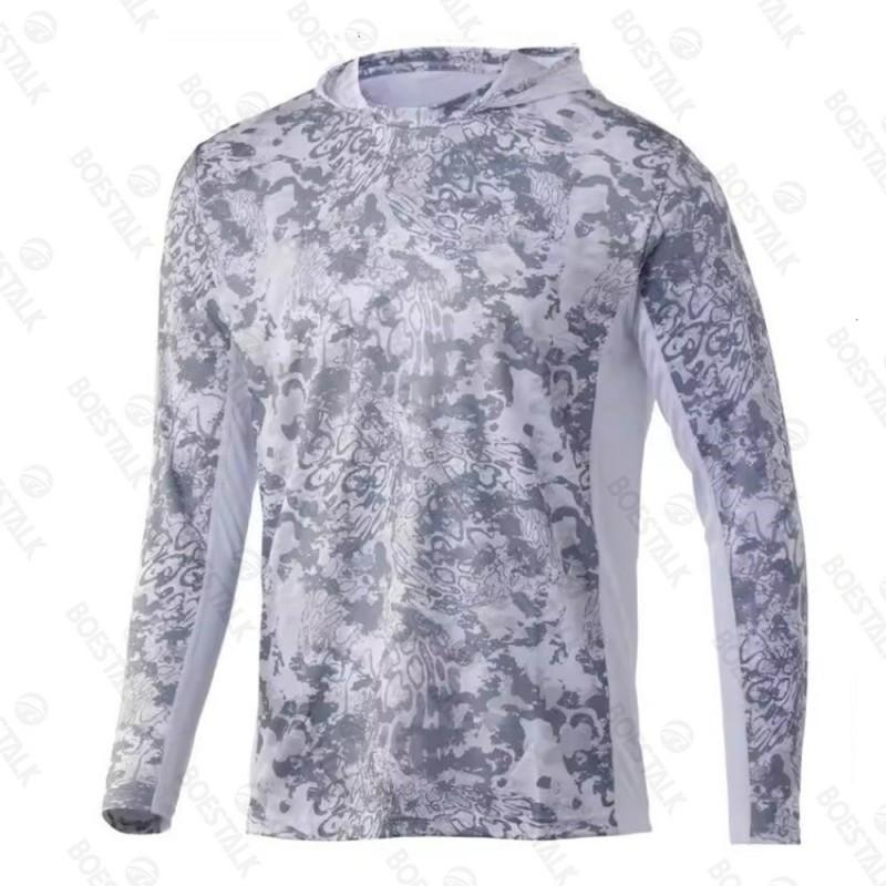 Long Sleeve Hooded Fishing Shirt UPF Quick Dry Breathable Outdoor Gear Men