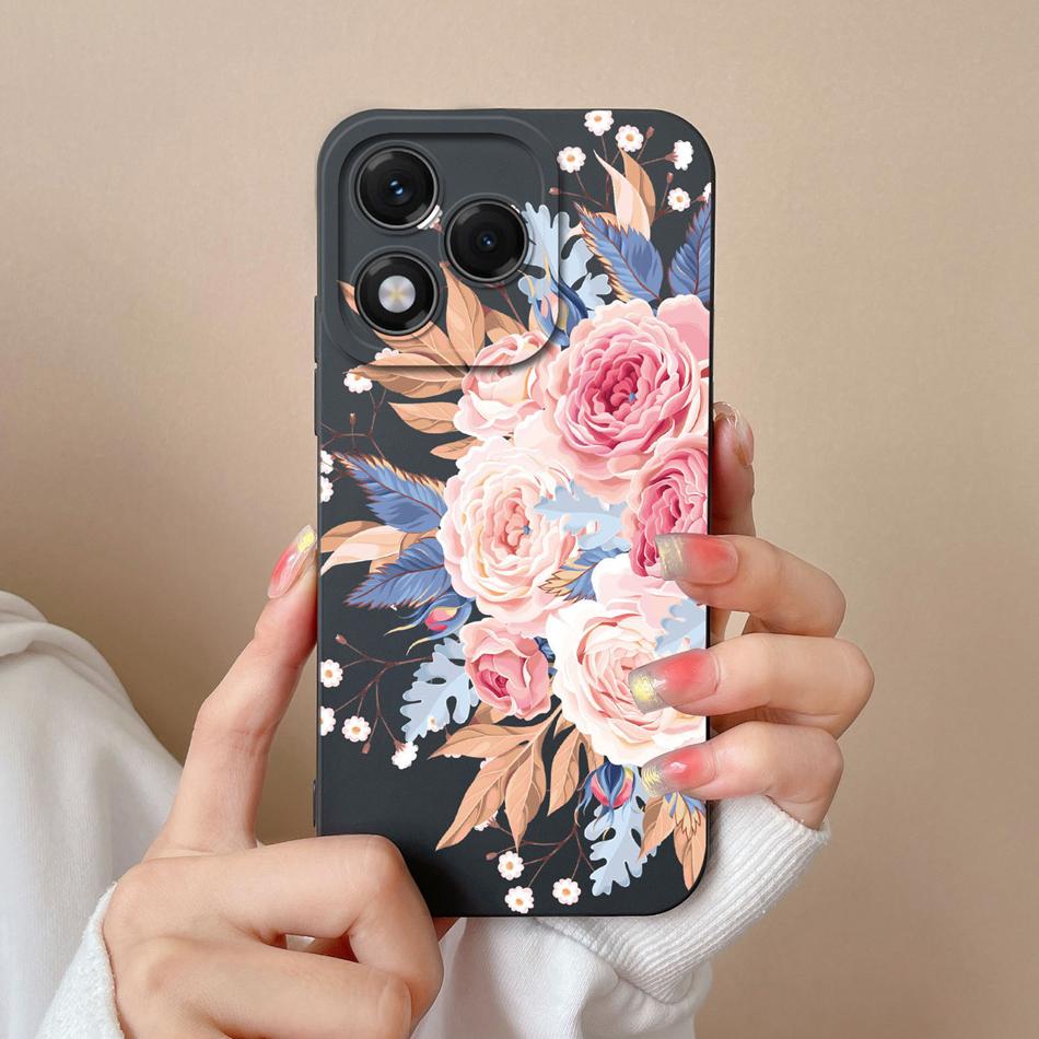 Case For Honor 400 Lite Candy Painted Flowers Phone Cover Soft Liquid Silicone Upgrade Camera Protection Shockproof Back Covers