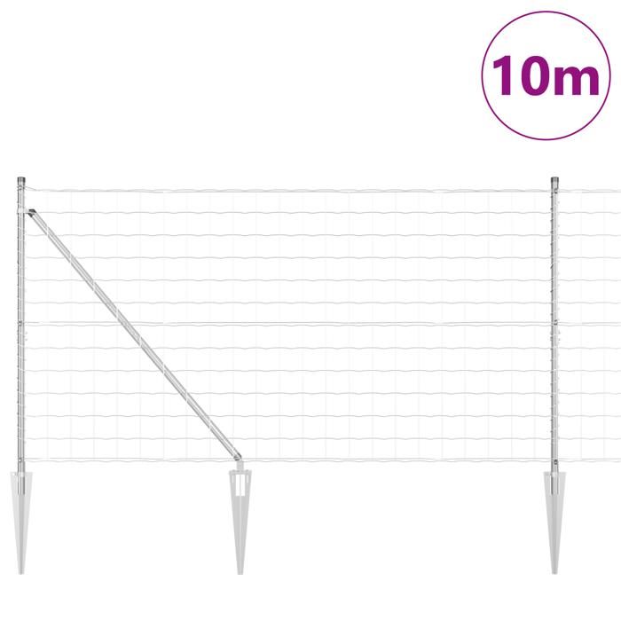VidaXL Clôture Euro avec 7 Piquets de 1.2x10 m Acier Galvanisé 3350752