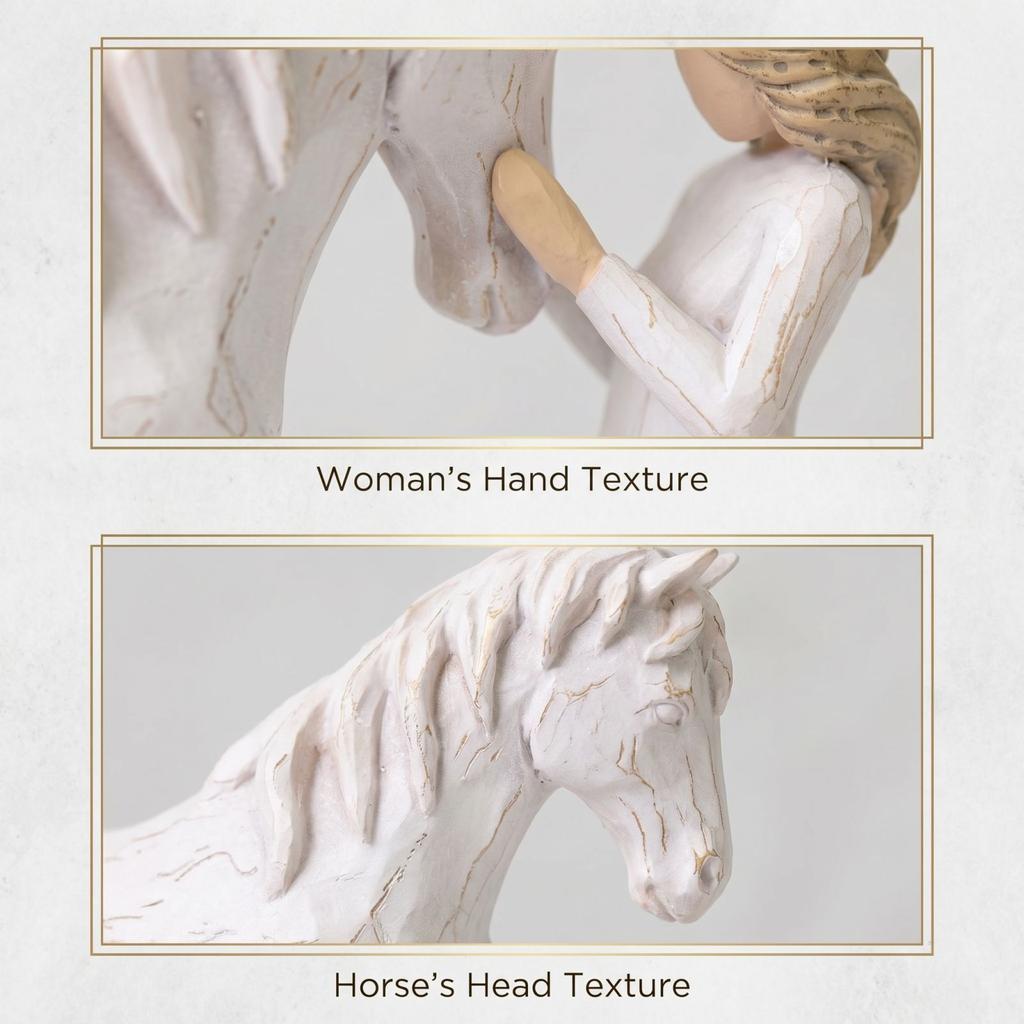 Mädchen und Pferd Harzfigur - Gedenkgeschenk, Dekoration für Reitsportbegeisterte, Heimdekoration