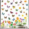 9 Sheets Spring Window Clings Flower Butterfly Window Stickers Floral Static PVC Decals for Easter Spring Home Office Classroom Decor