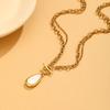 18K Gold Plated Water Drop White Mother-of-Pearl Minimalist Necklace for Women