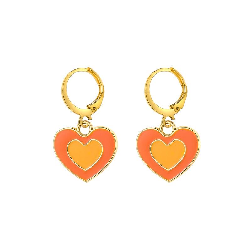 iF ME Einfache Creolen tropfen Öl Doppel Herz Anhänger Ohrring Zubehör Schmuck