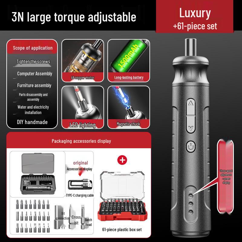 Rechargeable Mini Electric Screwdriver Set with Lithium Battery