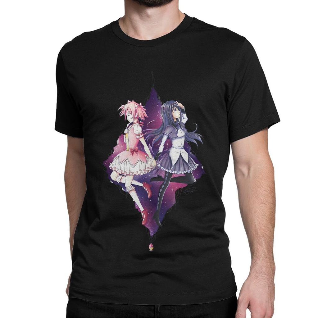 Madoka And Homura Puella Magi Madoka Magica Men Women's T Shirt Anime Humorous Tees T-Shirt 100% Cotton Printed Clothing