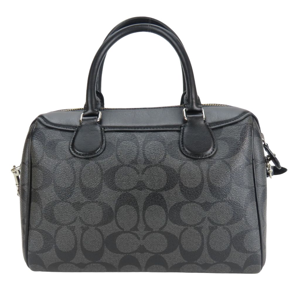 Bolsa de Mão COACH Usada F32203 Lona revestida de PVC Signature/couro cinza preto Ombro