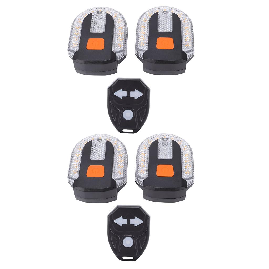 2 Pairs Bike Turn Signals USB Rechargeable LED Rear Tail Light with Remote Control 5 Modes Water Proof for Night Riding
