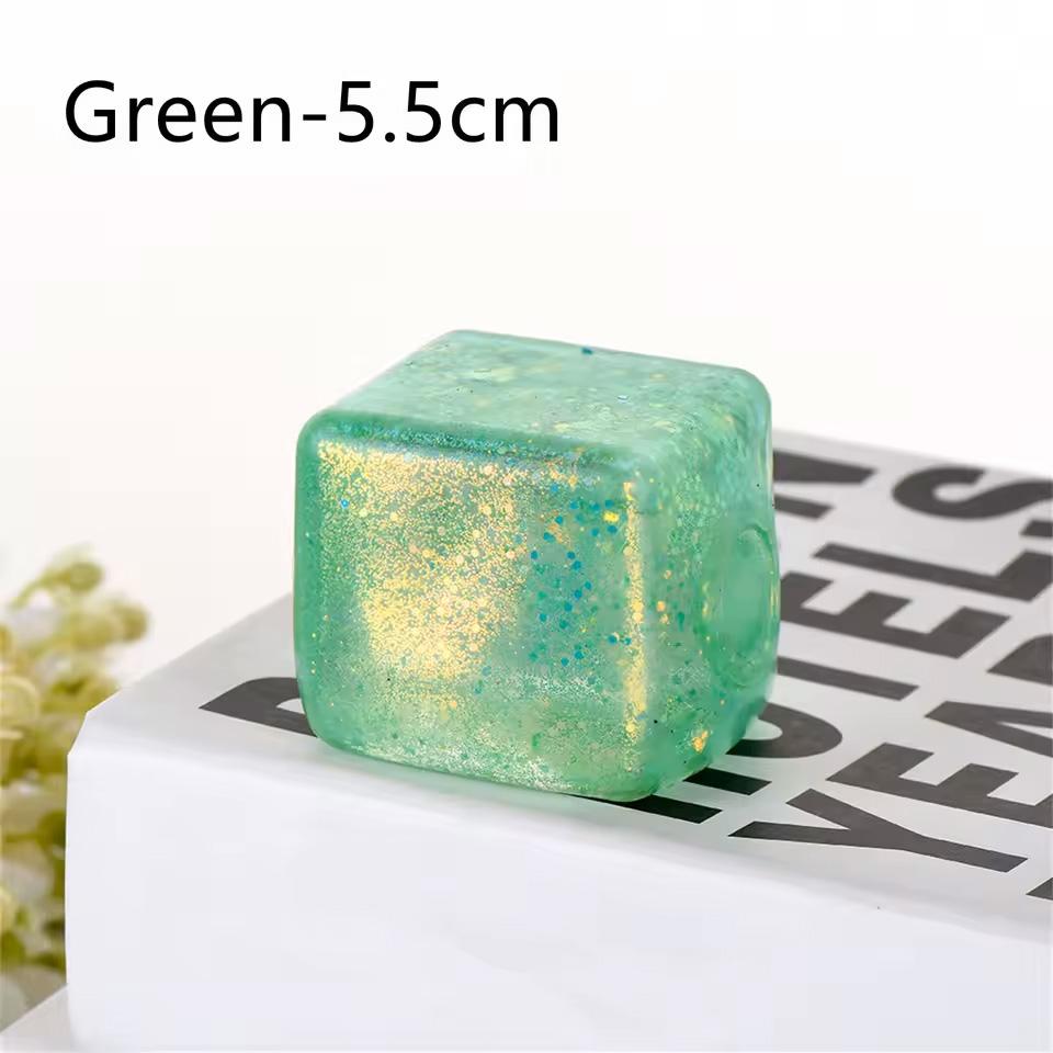 4Pcs Stress Cube Squishy Stress Balls for Anxiety Stress Relief Slow Rising Sparkling Malt Sugar Squeeze Toy for Kids