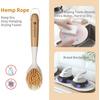 2 Pack Kitchen Dish Brush Bamboo Handle Dish Scrubber Built-in Scraper, Scrub Brush for Pans, Pots, Kitchen Sink Cleaning