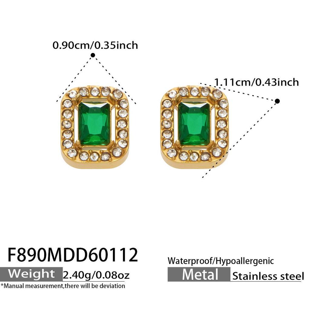 Douyin Trend Wassertropfen Strass Zirkon Anhänger Halskette & Ohrringe Damen Set, 18 Karat Vergoldeter Edelstahl.