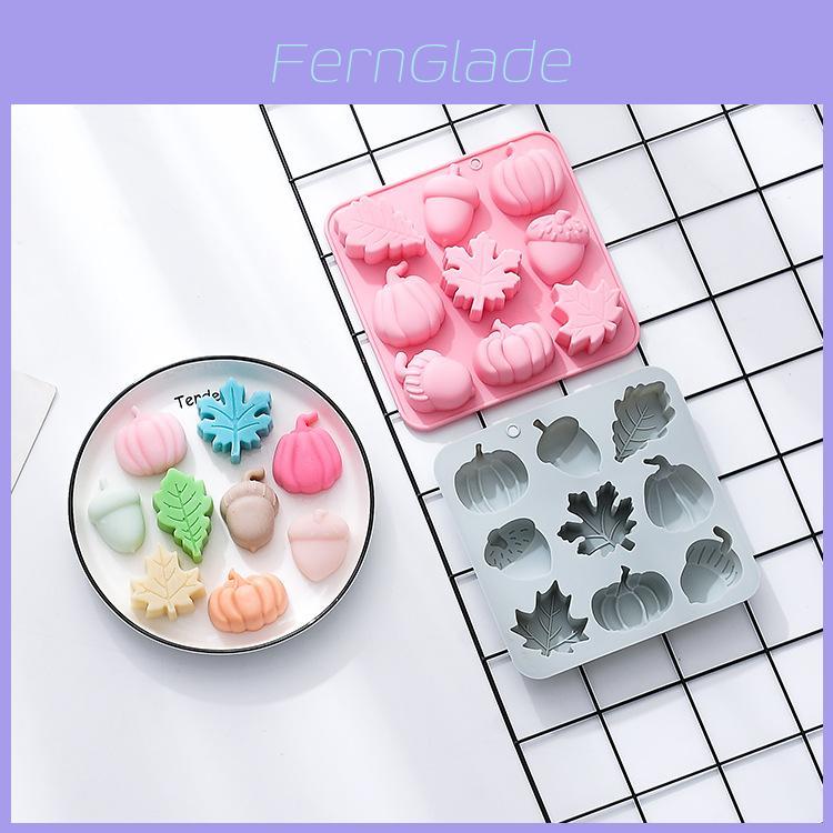 9-layer Silicone Mold For Chocolate Cake And Handmade Soap Autumn Harvest Theme With Oak Leaf Design