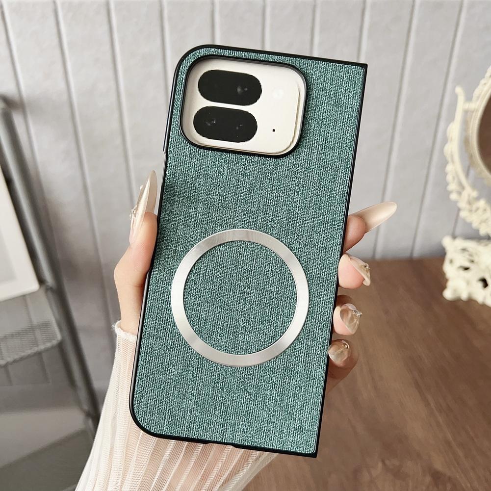 Magsafe Magnetic Plain Leather Case For Google Pixel 10 Pro Fold Pixel10 Pro Fold  Cloth Wireless Charging Cover
