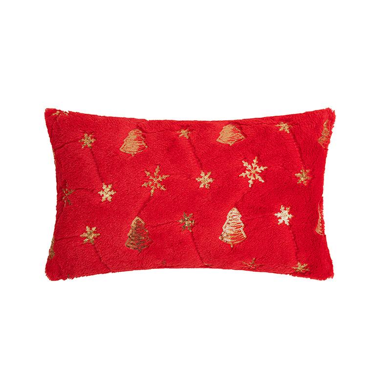 Sequin Christmas Tree Embroidery Pillow Case Snowflake Plush Pillow Christmas Ornament Gift Cushion Cover Core-Free