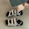 Fashion Flat Bottom Lightweight Non-slip Casual Cool Slippers Summer One-Word Velcro Outer Wear Soft-soled Girls Platform Sandals