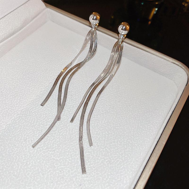 Silver Needle Geometric Metal Earrings: Elegant, Fashionable, High-End Design Stud Jewelry.