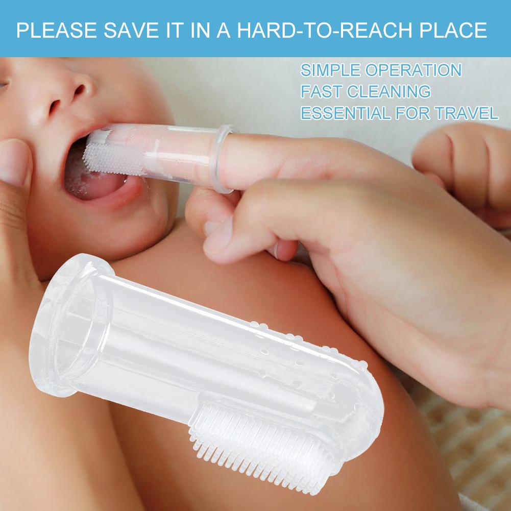 10pcs Baby Finger Toothbrush Infant Silicone Soft Finger Toothbrushes for NewbornTransparent Shell