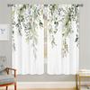 2Pcs Fresh Green Leaf Curtains Watercolor Plant Pattern Living Room Bedroom Window Decor Curtains Natural Forest Style Curtains