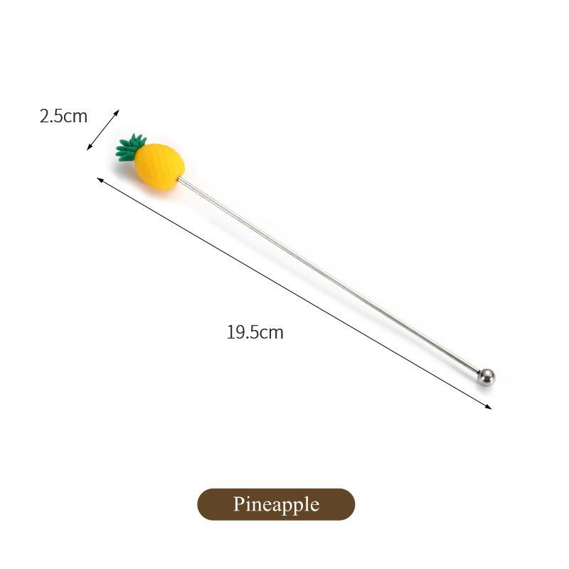Silikonová hlava ovoce Nerezová míchací tyč Dlouhá rukojeť Koktejlové nápoje Míchací tyčinky Mixér Barové náčiní Muddler Barové doplňky