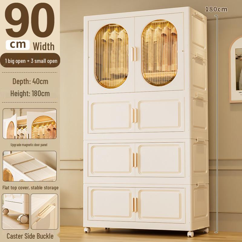 Children's Toy Storage Cabinet: Movable Multi-layer Thickened Wardrobe with Folding Shelves for Home and Bedroom