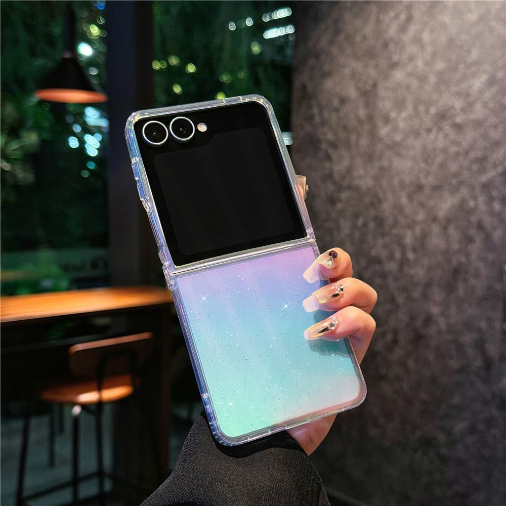 Applicable To Samsung Zflip7 Mobile Phone Case Zflip 5th Generation Folding Screen Flip Zflip6 Laser Gradual Change Magnetic Case