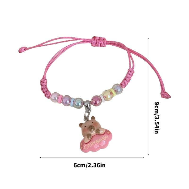 Colorful Macaron Rope Bracelet For Kids With Cute Cartoon Capybara Designs And Adjustable Soft Strap Perfect For Gifts