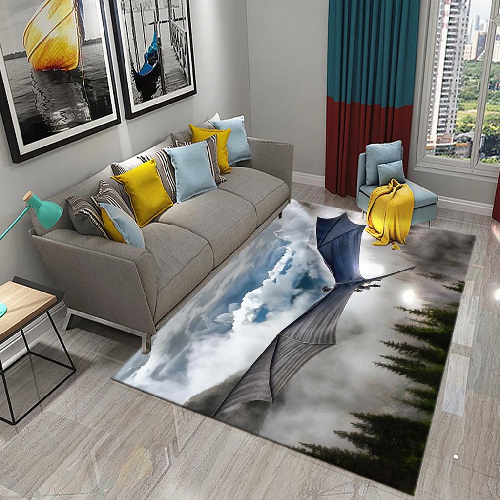 3D Cartoon Dragon Animal Print Carpet for Kitchen Toilet Living Room Esports Chair Carpet Bedside Modern Simple Non-slip Carpets