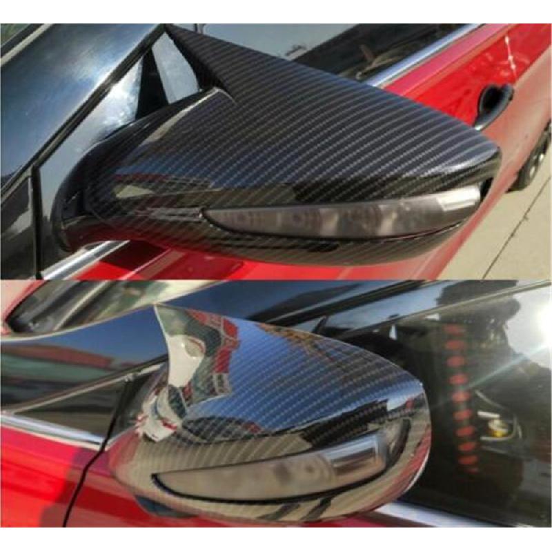 Carbon Fiber Style Ox Horn Rear View Mirror Cover Trim For Hyundai Sonata 11-14