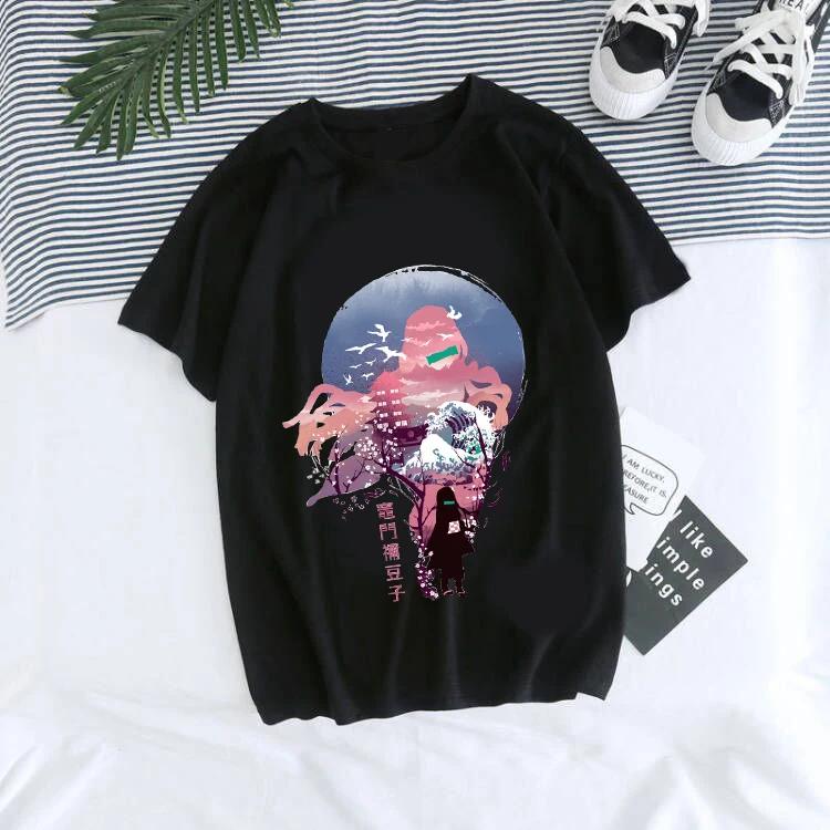 Unisex's T-Shirt Kaus Grafis Anime Demon Slayer Uniseks Tanjirou Kamado Kaus Wanita Kimetsu Kaus Wanito Printed Harajuku T-shirt
