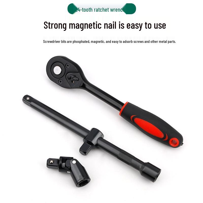 Electric Wrench Kit: Hex Socket & Ratchet Set for Auto Repair, Includes Large Drive, Extension, and Air Impact Wrench Accessories.