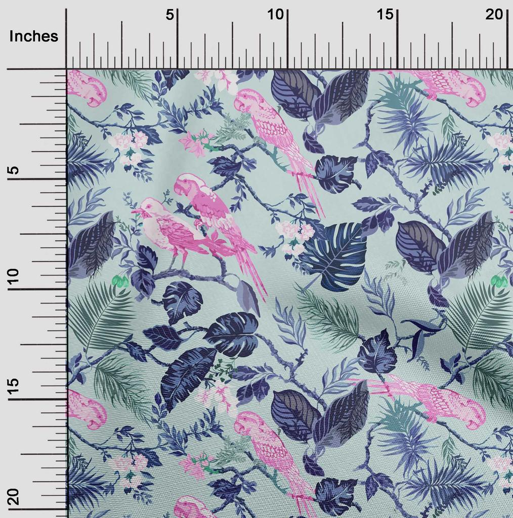 oneOone Cotton Flex Light Blue Fabric Asian Tropical Diy Clothing Quilting Fabric Print Fabric By Yard 40 Inch