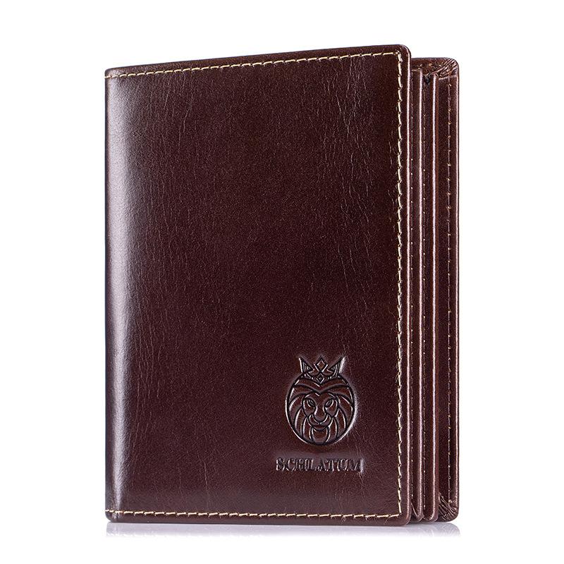 Anti-theft Money Bag for Men, Short Genuine Leather, Vintage Men's Vertical Wallet Bag