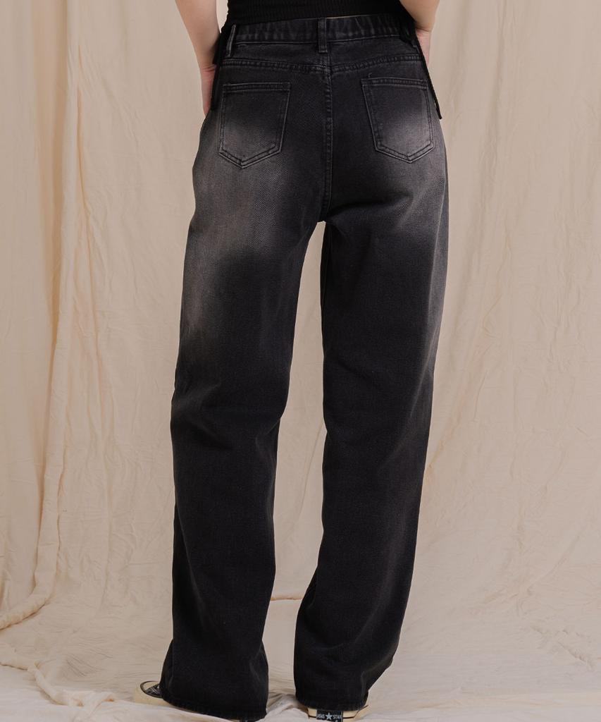 Ellamo 51_4 Women'S Vintage Washed Wide Half-Elastic Denim Pants (Short/Standard/Long)_Dark Denim