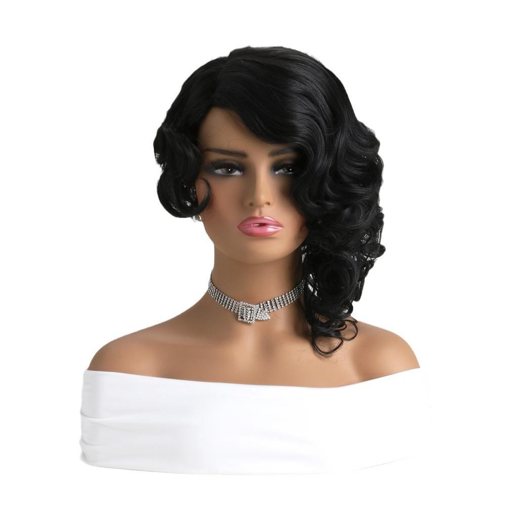 Women’s Afro Style Short Curly Wig Fashion Black Synthetic Full Cap Wig