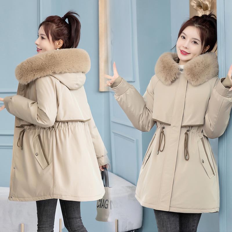 Women's Mid-Length Winter Parka 2025 with Detachable Liner and Thickened Cotton Jacket