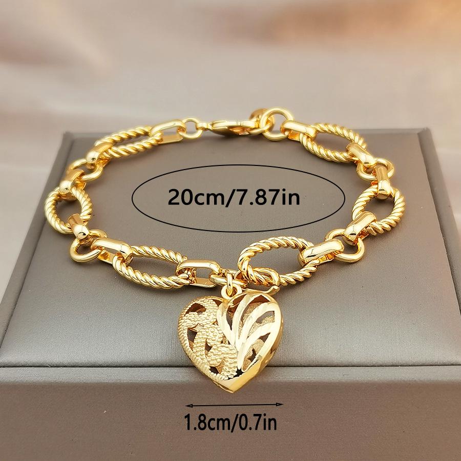 

Chic Heart-Shaped Cuban Women’s Charm Bracelet for Bridal Wedding or Party Gift