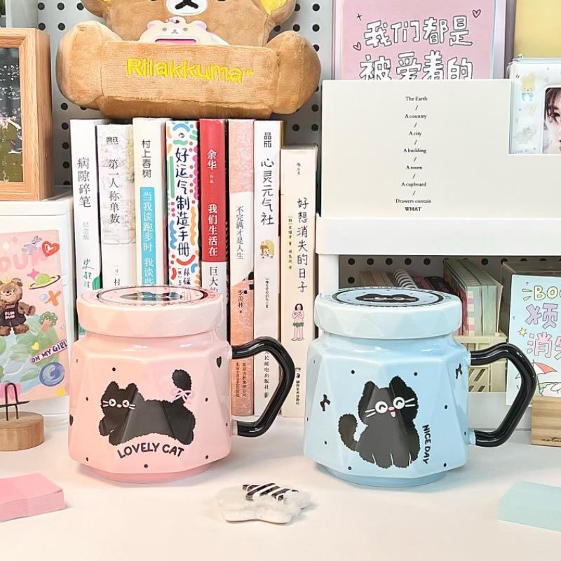 Birthday gift ins Cream Wind Cat Ceramic Mug Girl Heart Coffee Milk Mug Souvenir Gift Box