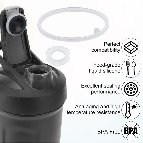 4pcs Lid Gasket Replacement for Blender Bottle Strada Flip Shaker Cup Water Bottle Parts Accessories with Hook, Silicone Seal Ring for Blenderbottle