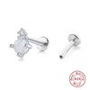 Sterling Silver Threaded Piercing Stud Earrings with Diamonds - Fashionable Cartilage Studs for Women