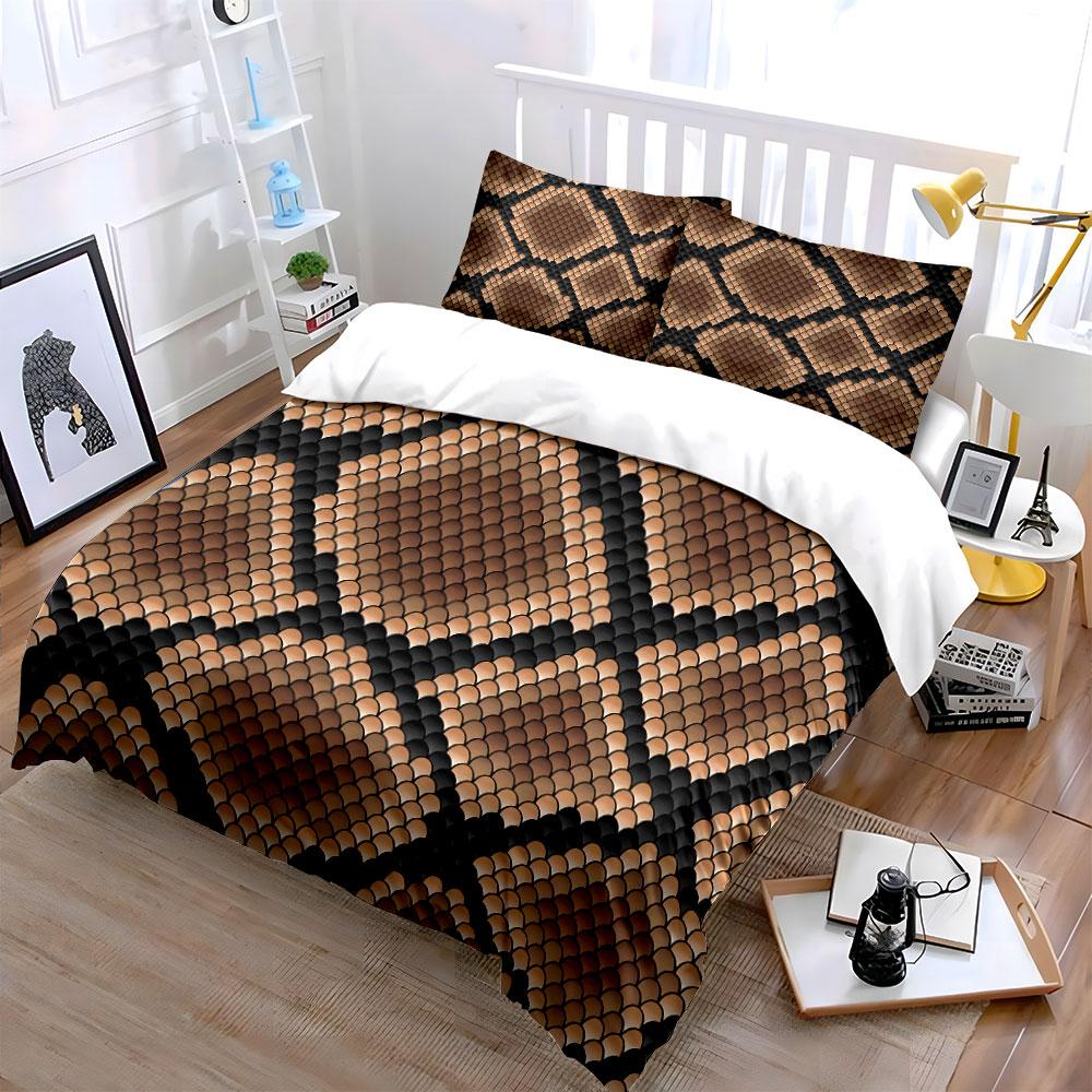Snake Skin Pattern Design Bedding Duvet Cover Set  (1*Duvet Cover 2*Pillowcases, Without Duvet Insert)
