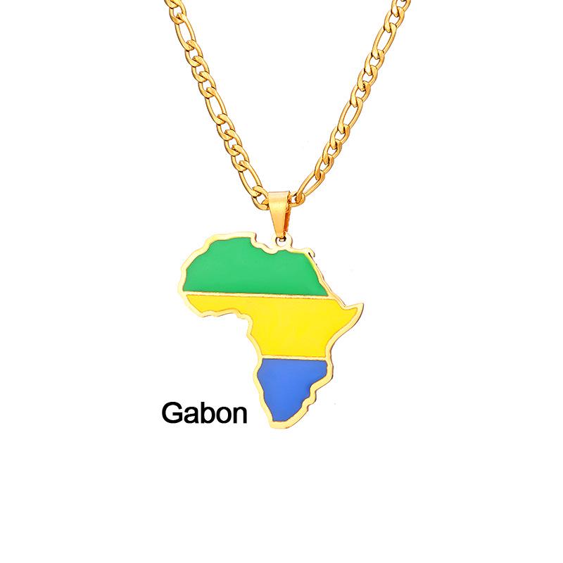 Collar con Mapa de Esmalte Africano: Colgante Geométrico de Acero de Titanio, Joyería Estilo 2022.